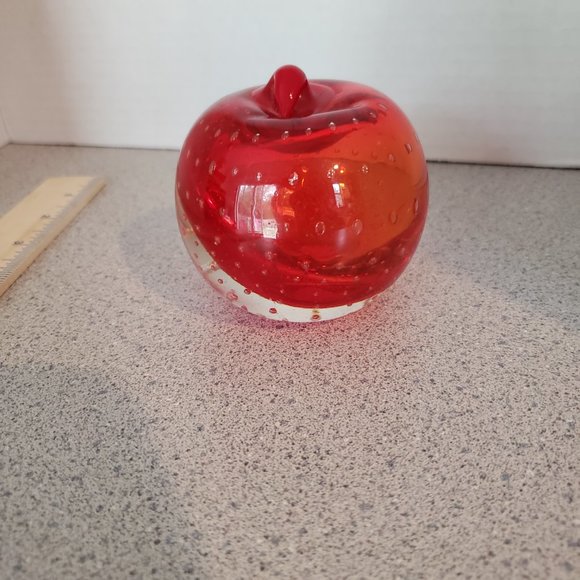 Vintage Rossini Art Glass Apple Paperweight - Picture 4 of 9
